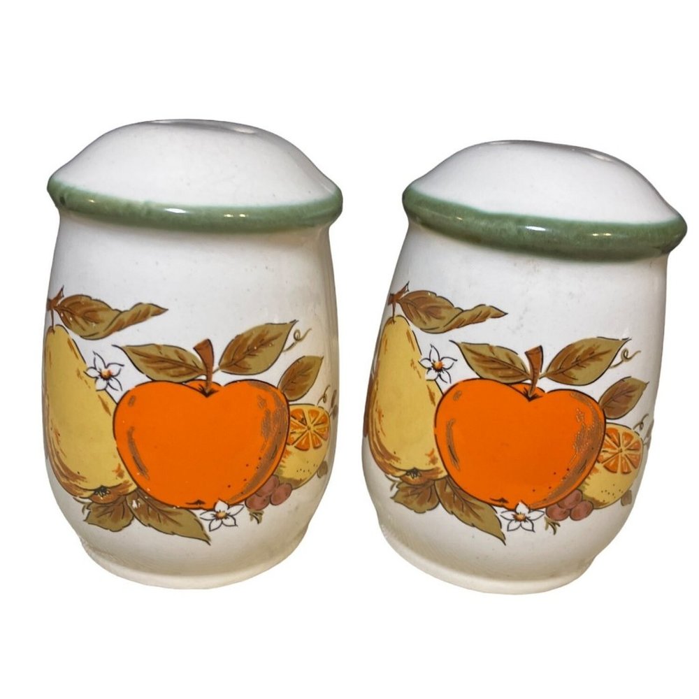 Salt and Pepper Shaker Set Fruit Pattern Pear Apple Orange